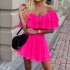 FC971 in stock 2023 cross-border summer new one shoulder sleeveless ruffle sexy mini chiffon dress