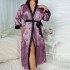 Cross border fattening plus plus size sleepwear for women, fashionable and casual loose printed sleepwear for women, long imitation silk sexy nightgown