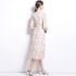 Actual shooting of 2024 autumn new V-neck heavy industry embroidery hollowed out single breasted cardigan in stock, slimming dress