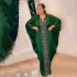 2023 African Women's Dress Large Bat Sleeve V-neck Robe Made of Artificial Silk with Hot Stamping, Available in Stock