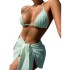 2024 new foreign trade swimsuit European and American backless sexy solid color bikini mesh short skirt bikini three piece set