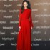 Real time spot European station temperament high-end dress, red long dress, waist cinched pleated dress