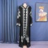 African ethnic style plus size dress, Middle Eastern Muslim style long robe, fashionable V-neck, front and rear rhinestone flared sleeves