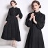 Spot shooting 5111- Versatile Fashion New Product Collar Splicing Lace Lantern Sleeve Shirt+High Waist Half Skirt Set