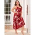 Summer new fat and plus size ice silk sleepwear fashionable casual sleepwear imitation silk sexy printed suspender nightgown