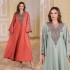 Foreign Trade Abaya Muslim Middle Eastern Women's Cross border Summer Elegant Rope Embroidered Robe Women's Dress Dubai Apparel