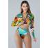 2024 New Long Sleeve Zipper Bikini High Waist Women's Split Swimsuit Conservative Sunscreen Beach Swimsuit Wholesale