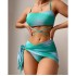 2024 European and American cross-border tie dye bikini swimsuit women's three piece set mesh skirt split bikini Amazon swimsuit