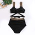 2023 new European and American split solid color swimsuit women's bikini triangle sexy slimming high waist spot swimsuit