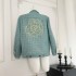 Joeys high-end sequin coarse tweed small fragrant style jacket for women, autumn embroidered lapel loose jacket top