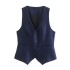 Linen double breasted women's suit jacket+vest vest vest+linen straight leg pants set