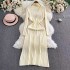 Large size women's clothing 2024 autumn and winter new knitted dress, fat mm, covering the belly to show off thinness, paired with a coat, base coat, woolen dress