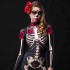 FC637 spot European and American Halloween women's personalized cosplay parent-child outfit rose skeleton printed jumpsuit