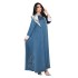 XQY500174 Cross border Middle East Fashion Clothing Diamond studded Tether Color Contrasting Robe Dress for Women jalabiya