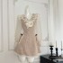 Lazy Didi Yun Sha Li Wu fake two-piece dress with lace patchwork bubble sleeves and ruffle edges, high-end and stylish dress