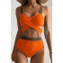 2023 new European and American split solid color swimsuit women's bikini triangle sexy slimming high waist spot swimsuit