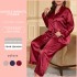 European and American cross-border plus size sleepwear women's long imitation silk sexy nightgown fashionable casual loose lace up sleepwear set