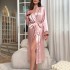 Manufacturer's in stock long ice silk nightgown, summer thin style, fashionable and simple home wear, women's sexy cardigan bathrobe