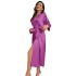 Danilin summer sexy imitation silk nightgown women's long sleeved lace up bathrobe morning gown fashionable casual home wear