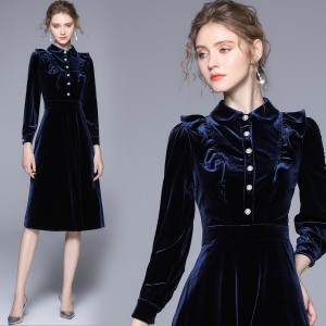 Real time spot new women's slimming dinner dress dress, velvet