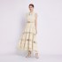 5085 Heavy Industry Design Solid Color Long Skirt Fashion Stand up Collar Sleeveless Hollow Out Dress without Strap