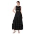 5115 Summer European and American Round Sleeveless Hollow Water soluble Lace Splicing Dress with Long Skirt and Strap