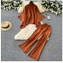 Yujie Winter Dress Female Korean East Gate Lazy Style Loose High Collar Cloak Sweater Knitted Sweater Casual Pants Set