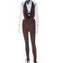 European and American style ins foreign trade women's clothing solid color sexy sleeveless hanging neck set deep V-neck swinging pants two-piece set trendy hair replacement