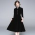 New Velvet Retro Stand up Collar Large Swing Skirt Fashionable and Elegant Slimming Dress