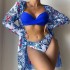 2022 new three-point three piece set of outerwear, long sleeved European and American cross-border split bikini swimsuit, women's bikini