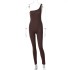 2024 Autumn European and American Foreign Trade Women's Clothing New Solid Color Single Shoulder Slimming Hip Lifting Sports Fitness jumpsuit Women's Wholesale