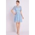 -Lace short sleeved round neck high-end temperament dress, beautiful waist cinching dress