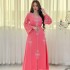 XQY500176 Saudi Arabia Dubai Fashion Hot Diamond Dress Summer Chiffon Robe Middle Eastern Women's Wear