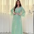 XQY500176 Saudi Arabia Dubai Fashion Hot Diamond Dress Summer Chiffon Robe Middle Eastern Women's Wear