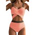 2023 new European and American split solid color swimsuit women's bikini triangle sexy slimming high waist spot swimsuit