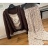 Reese Withers Cream Puppy Strap Top Casual Pants+Sweet and Cute Knitted Sweater Jacket