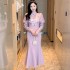 Sweet and gentle style dress 2024 new women's autumn and winter temperament socialite pink slim fit buttocks wrapped fish tail long skirt