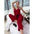 Cross border casual style ice silk home wear suspender pants sleepwear women's spring and summer lace up thin straight leg pants home set