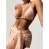 2024 new foreign trade swimsuit European and American backless sexy solid color bikini mesh short skirt bikini three piece set