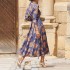 FD1517 in stock 2024 spring new cross-border women's fashionable temperament printed medium long dress