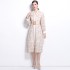 Actual shooting of 2024 autumn new V-neck heavy industry embroidery hollowed out single breasted cardigan in stock, slimming dress