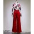 Cross border new casual suit for European and American foreign trade women's clothing, printed stand up collar long sleeved shirt top, wide leg pants two-piece set