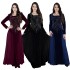 XQY500222 Dubai Arab Muslim Korean Velvet Chiffon Splicing Hot Diamond Evening Dress Jalabia Women's Wear