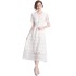 Real time spot French style elegant water-soluble lace dress short sleeved doll collar tied waist mid length skirt