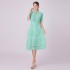 Spot Photo - French Fashion Retro Dress with Lace and Lace Splicing, V-neck Design, Short sleeved Dress