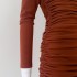 Yige Lira 2024 Autumn/Winter New Product Red Shoulder Long Sleeve Slimming Dress 68852