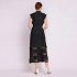 Spot Shot - French Style Palace Hollow Lace A-line Skirt Summer Stand up Collar Look Thin Dress for Women