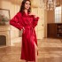 Manufacturer's in stock long ice silk nightgown, summer thin style, fashionable and simple home wear, women's sexy cardigan bathrobe