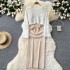 Goddess style layered outfit, short long sleeved plush knit sweater, women's base suspender dress, two-piece set