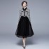 2024 Autumn New Small Fragrant Style Splicing Large Swing Long Sleeve Dress with Elegant and High End Charm